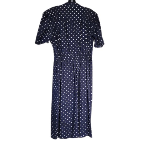 Navy Polka Dot Midi Dress - Picture 2 of 6